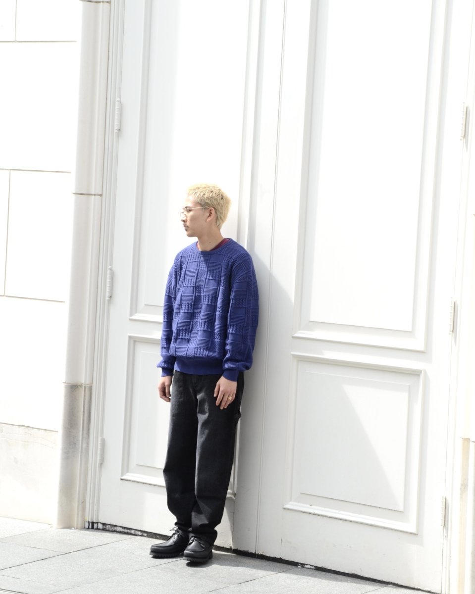 画像9: RAWDRIP Panel Pattern Crew Knit - Navy (9)