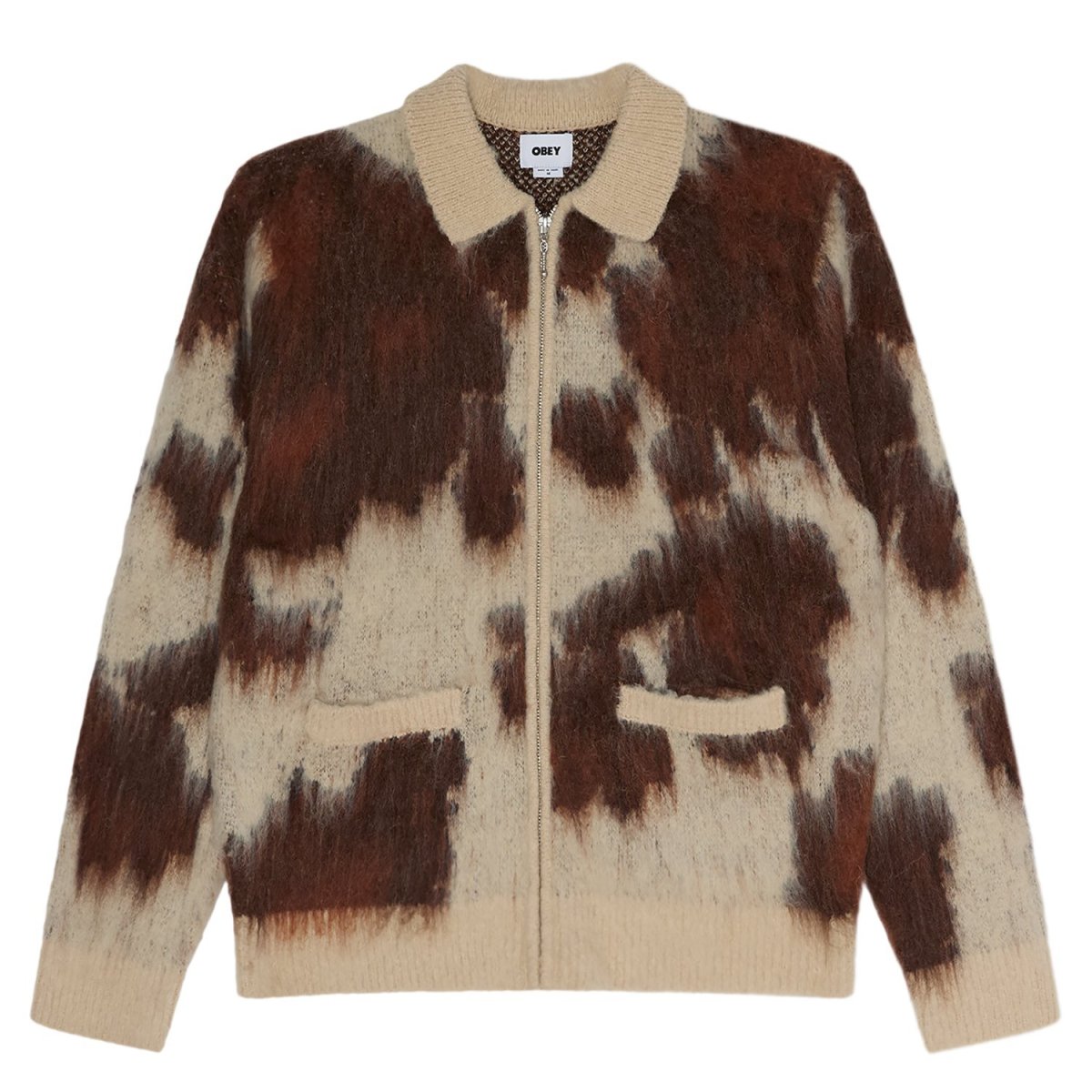 画像1: OBEY Cow Pattern Zip Sweater - Cow Multi / オベイ (1)