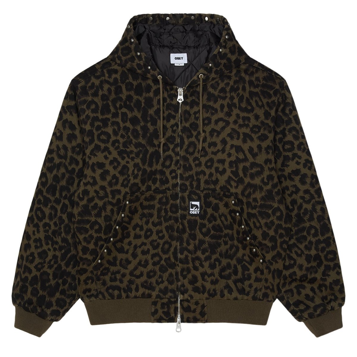 画像1: OBEY Studded Zip-Up Jacket - Dark Leopard / オベイ (1)