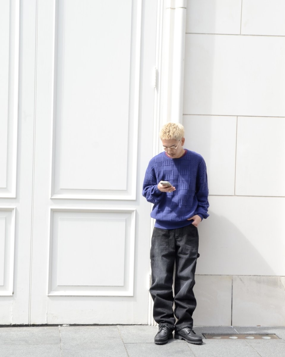 画像7: RAWDRIP Panel Pattern Crew Knit - Navy (7)