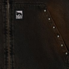 画像3: OBEY Studded Zip-Up Jacket - Black Rust Wash / オベイ (3)