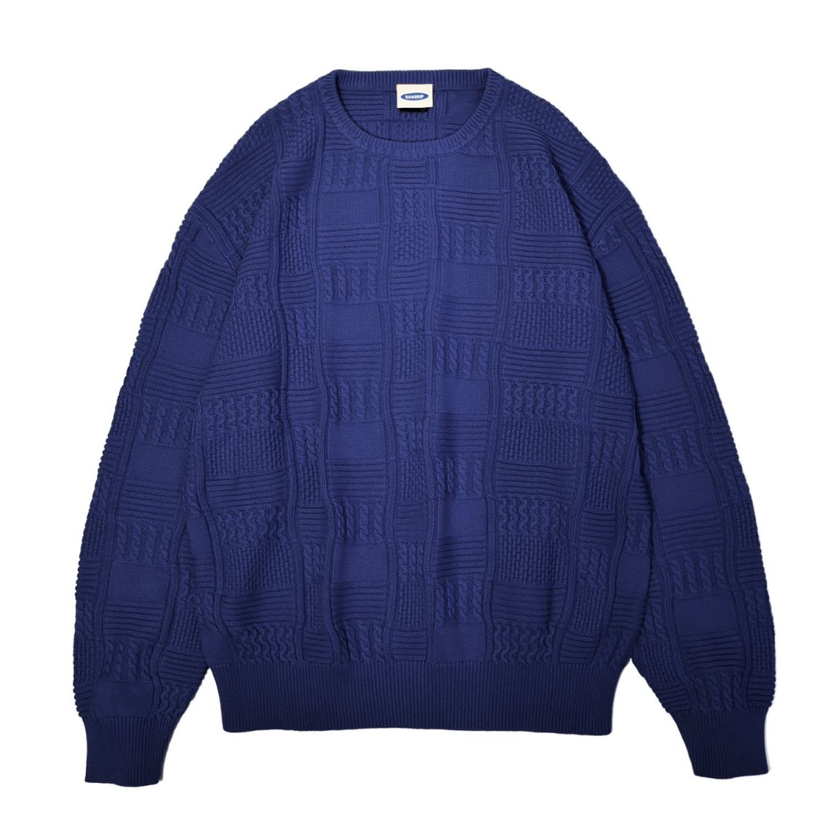 画像1: RAWDRIP Panel Pattern Crew Knit - Navy (1)