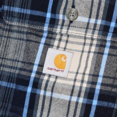 画像4: Carhartt 107013 Loose Fit Heavyweight Flannel L/S Plaid Shirts - Navy / カーハート ヘビーウェイト フランネルシャツ (4)