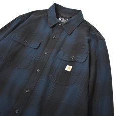 画像2: Carhartt 107013 Loose Fit Heavyweight Flannel L/S Plaid Shirts - Deep Smoke Blue / カーハート ヘビーウェイト フランネルシャツ (2)