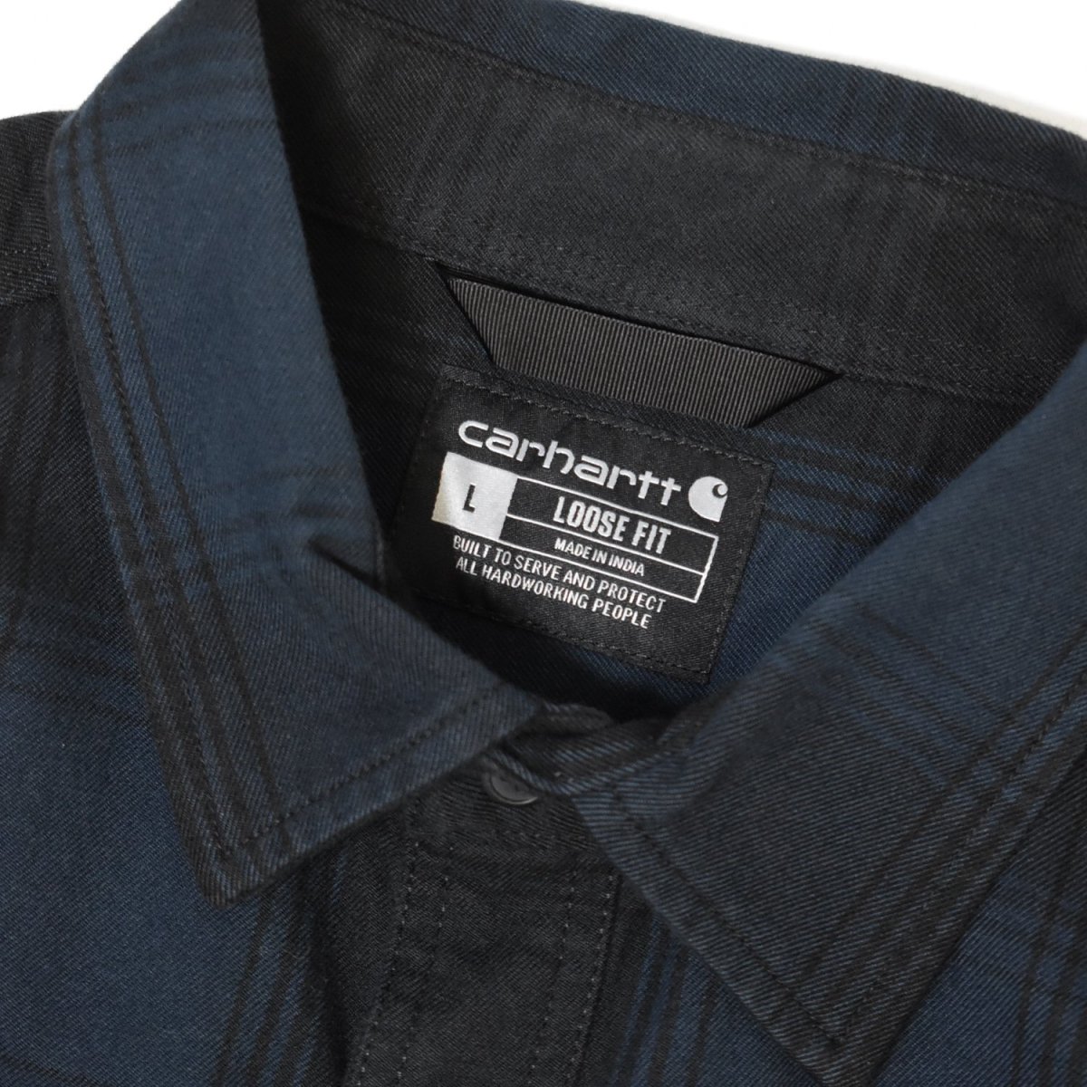 画像3: Carhartt 107013 Loose Fit Heavyweight Flannel L/S Plaid Shirts - Deep Smoke Blue / カーハート ヘビーウェイト フランネルシャツ (3)