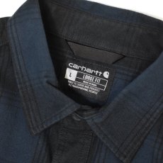 画像3: Carhartt 107013 Loose Fit Heavyweight Flannel L/S Plaid Shirts - Deep Smoke Blue / カーハート ヘビーウェイト フランネルシャツ (3)