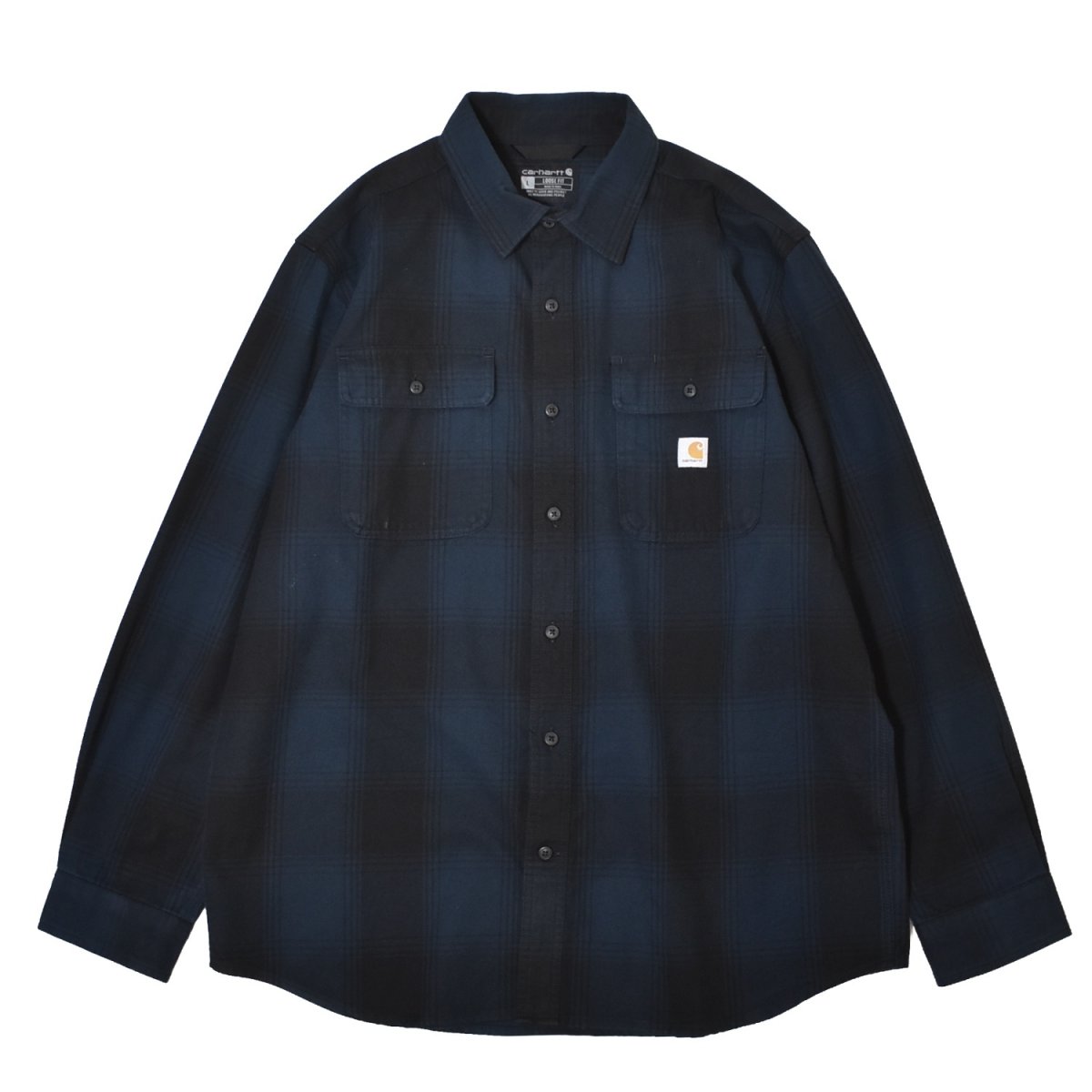 画像1: Carhartt 107013 Loose Fit Heavyweight Flannel L/S Plaid Shirts - Deep Smoke Blue / カーハート ヘビーウェイト フランネルシャツ (1)