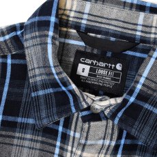 画像3: Carhartt 107013 Loose Fit Heavyweight Flannel L/S Plaid Shirts - Navy / カーハート ヘビーウェイト フランネルシャツ (3)