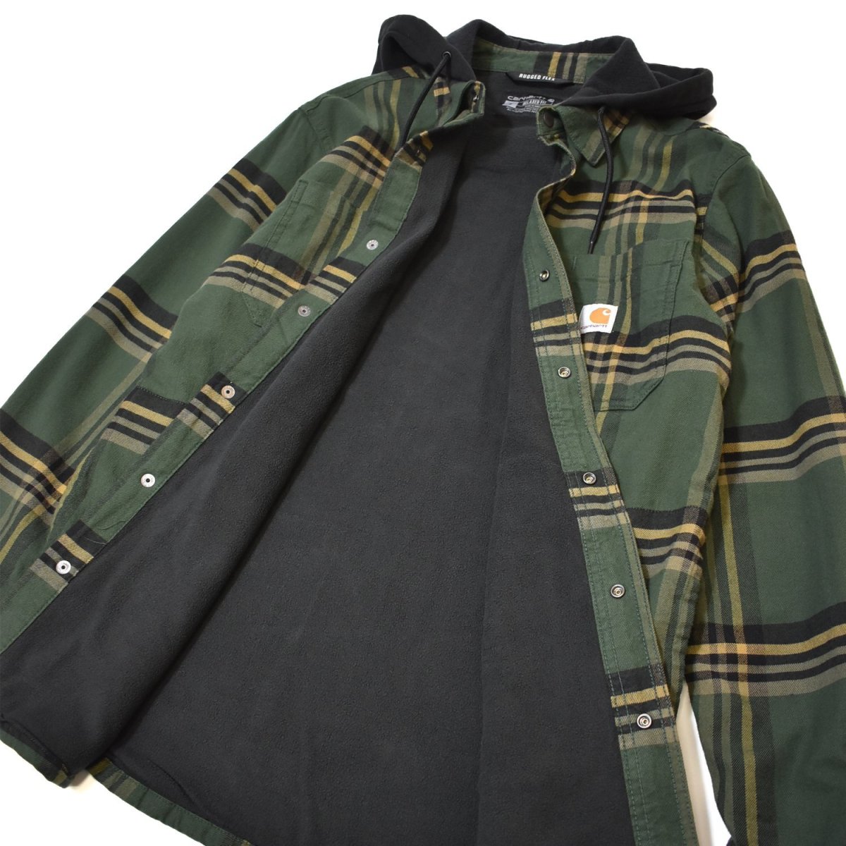 画像3: Carhartt 107011 Hamilton Relaxed Plaid Shirts Jacket - Forestry GreenｘBlack / カーハート シャツジャケット (3)