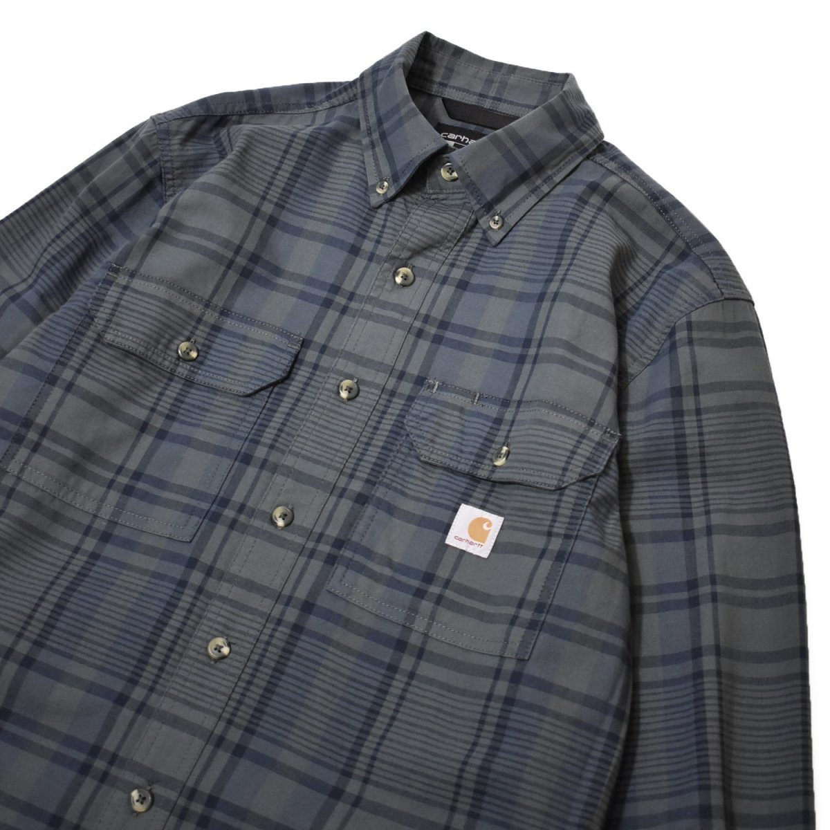 画像2: Carhartt 107012 Fort Loose L/S Check Shirts - NavyｘDeep Smoke Blue / カーハート ルーズフィット チェックシャツ (2)