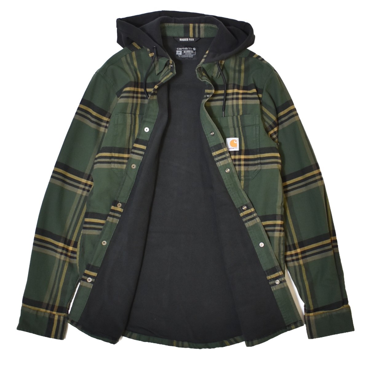 画像2: Carhartt 107011 Hamilton Relaxed Plaid Shirts Jacket - Forestry GreenｘBlack / カーハート シャツジャケット (2)