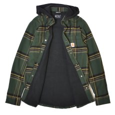 画像2: Carhartt 107011 Hamilton Relaxed Plaid Shirts Jacket - Forestry GreenｘBlack / カーハート シャツジャケット (2)