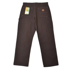 画像2: Carhartt B136 Loose Straight Washed Duck Double-Front Dungaree - Dark Brown / カーハート ウォッシュドダック ダブルニー (2)