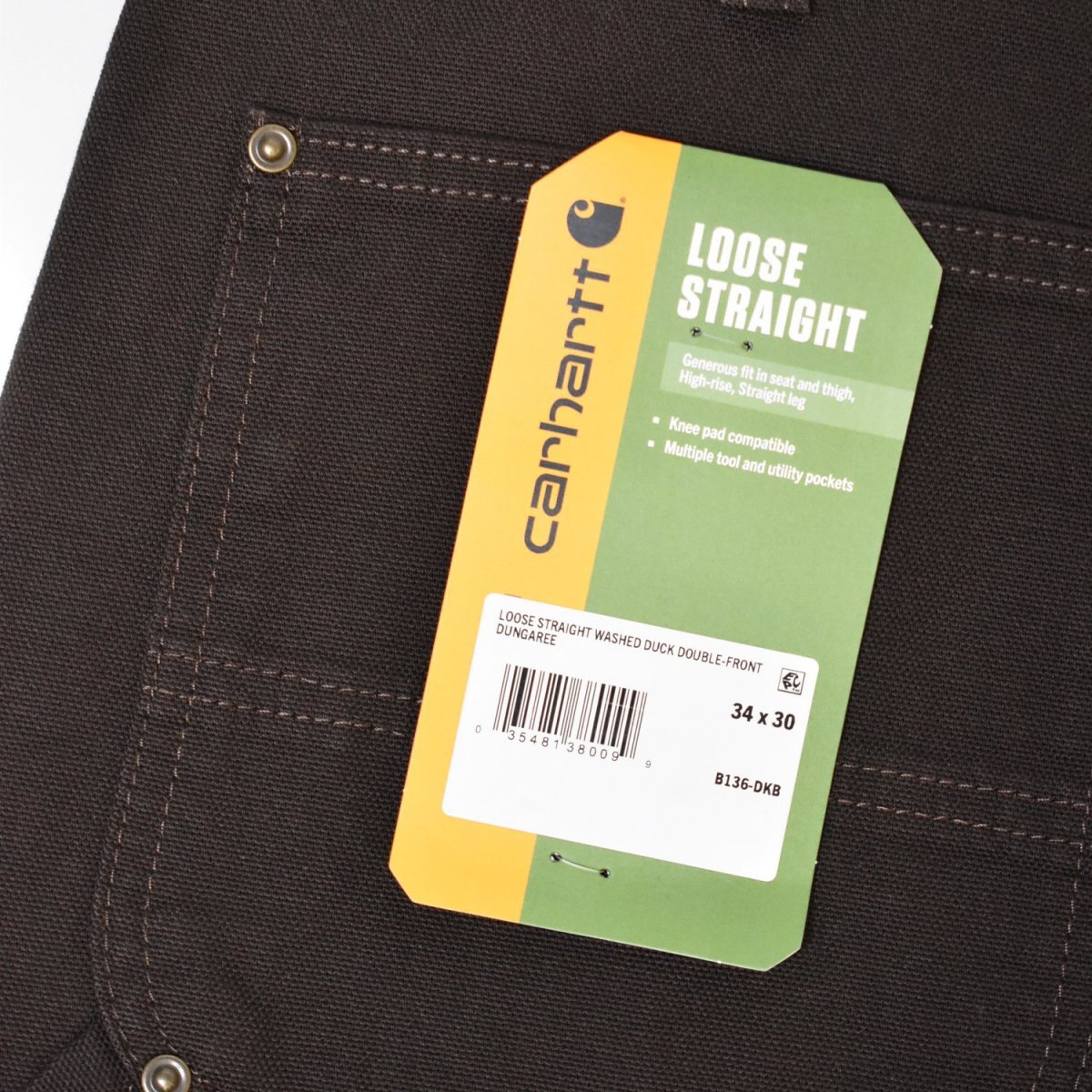 画像5: Carhartt B136 Loose Straight Washed Duck Double-Front Dungaree - Dark Brown / カーハート ウォッシュドダック ダブルニー (5)