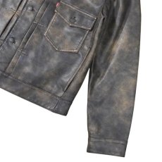 画像4: Levi's Faux Leather Type1 Trucker Jacket - Brown / リーバイス タイプ1 レザー トラッカージャケット (4)