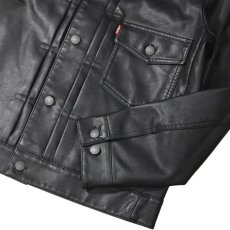 画像3: Levi's Faux Leather Type1 Trucker Jacket - Black / リーバイス タイプ1 レザー トラッカージャケット (3)