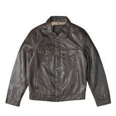 画像1: Levi's Faux Leather Trucker Jacket - Brown / リーバイス レザー トラッカージャケット (1)