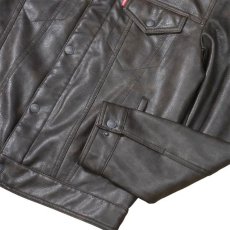 画像5: Levi's Faux Leather Trucker Jacket - Brown / リーバイス レザー トラッカージャケット (5)