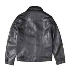 画像2: Levi's Faux Leather Trucker Jacket - Black / リーバイス レザー トラッカージャケット (2)
