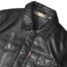 画像4: Levi's Faux Leather Trucker Jacket - Black / リーバイス レザー トラッカージャケット (4)