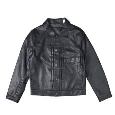 画像1: Levi's Faux Leather Type1 Trucker Jacket - Black / リーバイス タイプ1 レザー トラッカージャケット (1)