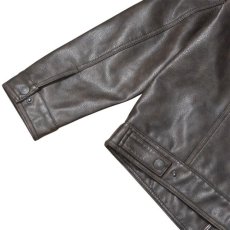 画像6: Levi's Faux Leather Trucker Jacket - Brown / リーバイス レザー トラッカージャケット (6)