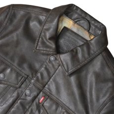 画像4: Levi's Faux Leather Trucker Jacket - Brown / リーバイス レザー トラッカージャケット (4)