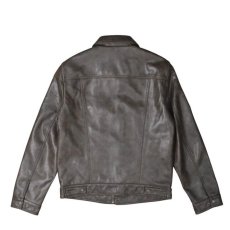 画像2: Levi's Faux Leather Trucker Jacket - Brown / リーバイス レザー トラッカージャケット (2)