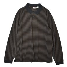 画像1: Levi's Classic Boxy L/S Polo Penaud Stripe - Coffee / リーバイス ポロシャツ (1)