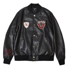 画像1: True Religion Logo Patch Varsity Jacket - Black / トゥルーレリジョン レザージャケット (1)