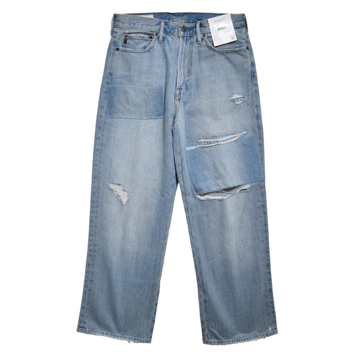 画像1: Abercrombie & Fitch Authentic Baggy Patchwork Denim - Light Indigo (1)