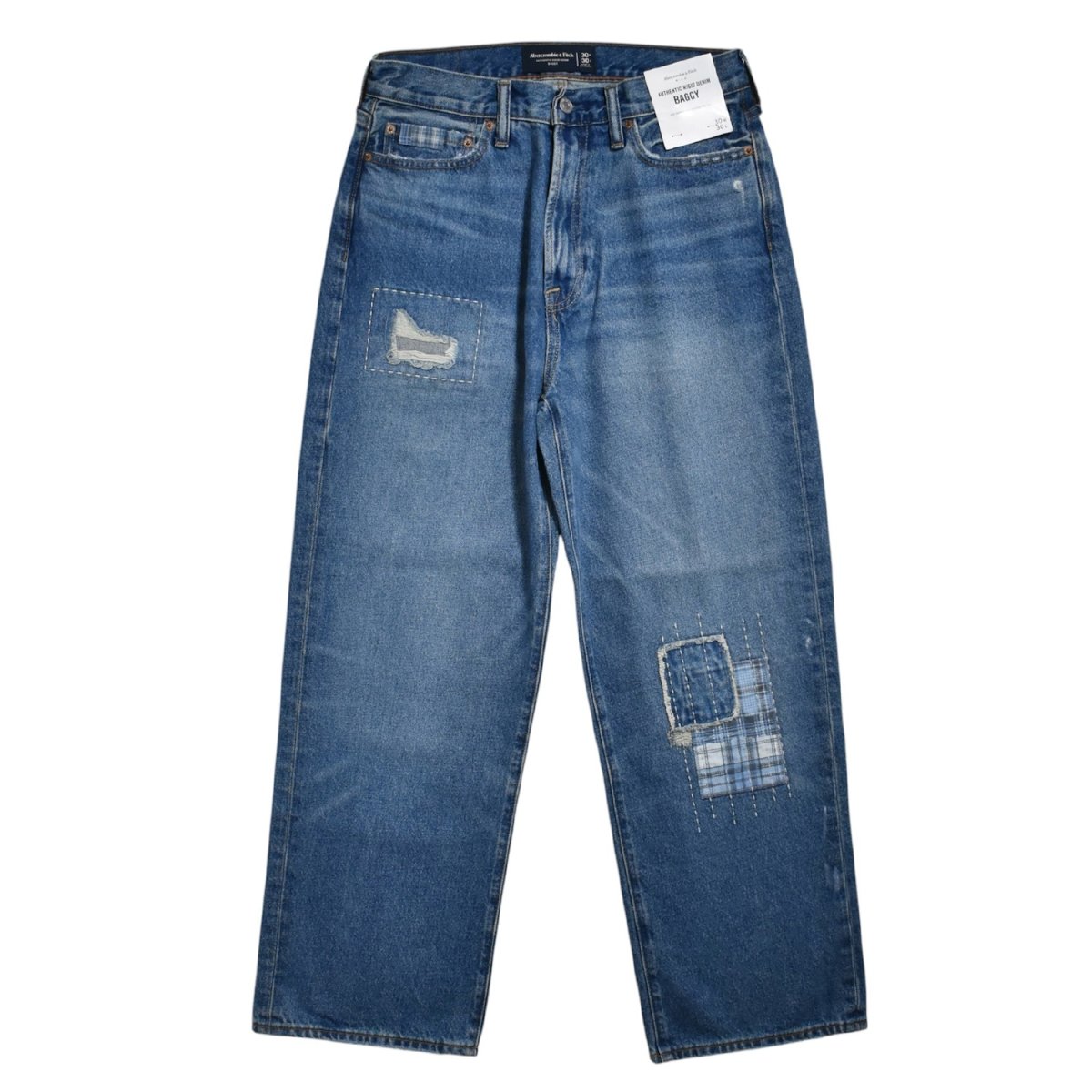 画像1: Abercrombie & Fitch Authentic Baggy Patchwork Denim - Medium Indigo (1)