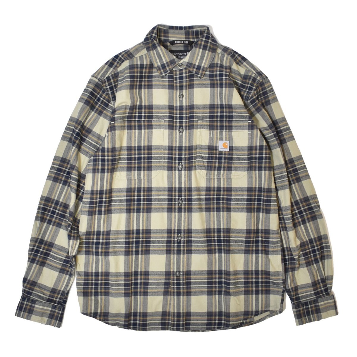 画像1: Carhartt 107010 Relaxed Fit Midweight L/S Flannel Plaid Shirts - Faded Fatigue / カーハート ミッドウェイト フランネルシャツ (1)