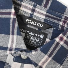 画像3: Carhartt 107010 Relaxed Fit Midweight L/S Flannel Plaid Shirts - Navy / カーハート ミッドウェイト フランネルシャツ (3)