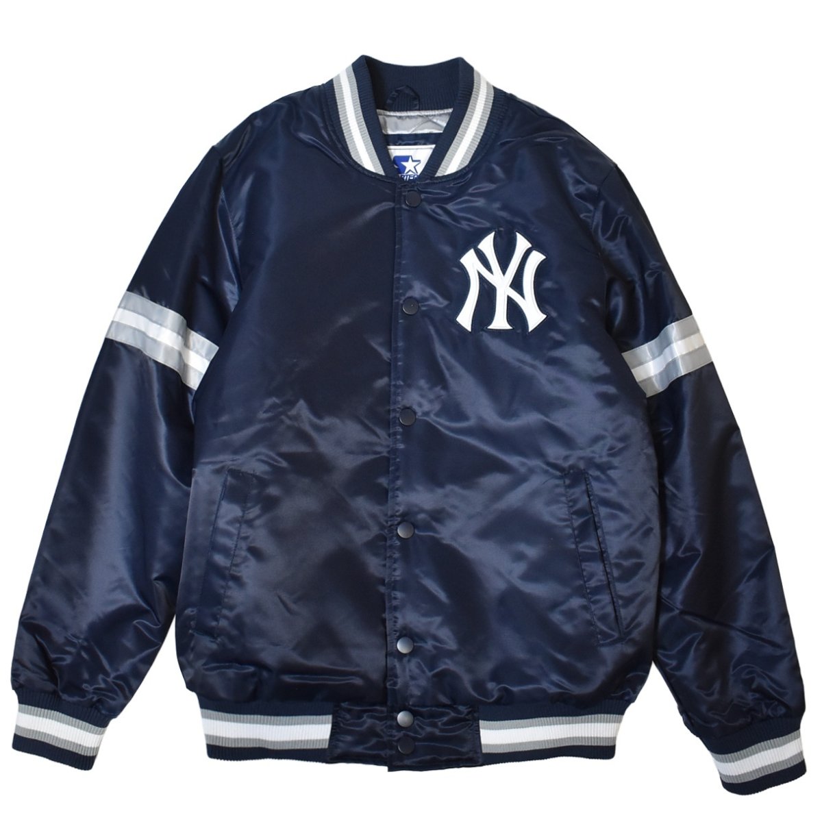 画像1: Starter New York Yankees Snap Varsity Jacket - Navy / スターター スタジャン (1)