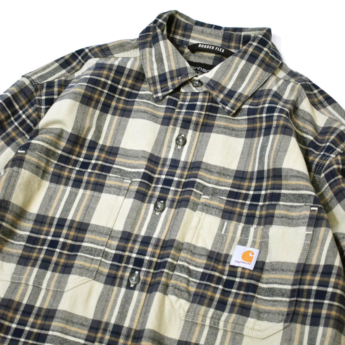 画像2: Carhartt 107010 Relaxed Fit Midweight L/S Flannel Plaid Shirts - Faded Fatigue / カーハート ミッドウェイト フランネルシャツ (2)