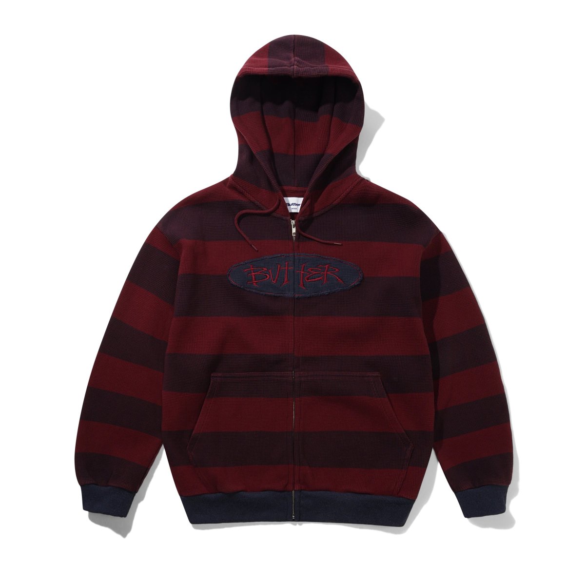 画像1: Butter Goods Tide Waffle Zip-Thru Hood - Red Stripe / バターグッズ (1)