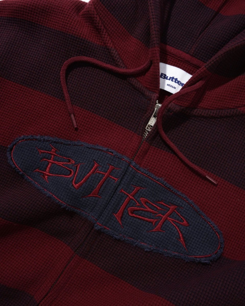 画像2: Butter Goods Tide Waffle Zip-Thru Hood - Red Stripe / バターグッズ (2)