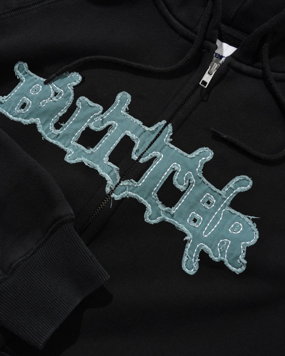画像2: Butter Goods Serif Zip-Thru Hood - Black / バターグッズ (2)
