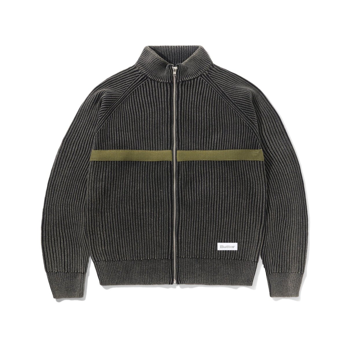 画像1: Butter Goods Bleach Zip-Thru Knit - Black / バターグッズ (1)