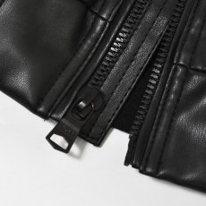 画像8: DKNY Faux Leather Moto Jacket - Black / ダナキャランニューヨーク レザージャケット (8)