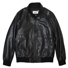 画像1: DKNY Faux Leather Moto Jacket - Black / ダナキャランニューヨーク レザージャケット (1)