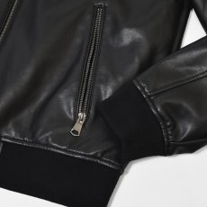 画像10: DKNY Faux Leather Bomber Jacket - Black / ダナキャランニューヨーク レザージャケット (10)