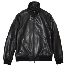 画像2: DKNY Faux Leather Bomber Jacket - Black / ダナキャランニューヨーク レザージャケット (2)