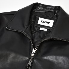 画像6: DKNY Faux Leather Bomber Jacket - Black / ダナキャランニューヨーク レザージャケット (6)