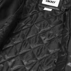 画像9: DKNY Faux Leather Bomber Jacket - Black / ダナキャランニューヨーク レザージャケット (9)