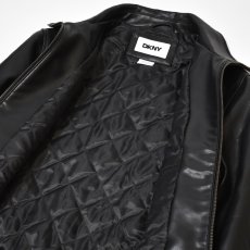 画像7: DKNY Faux Leather Bomber Jacket - Black / ダナキャランニューヨーク レザージャケット (7)