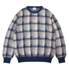 画像1: RAWDRIP Mohair Check Crew Sweater - Navy (1)