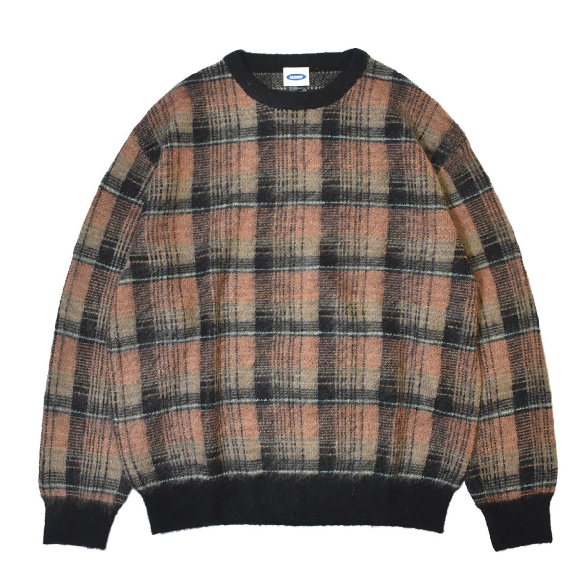 画像1: RAWDRIP Mohair Check Crew Sweater - Black (1)