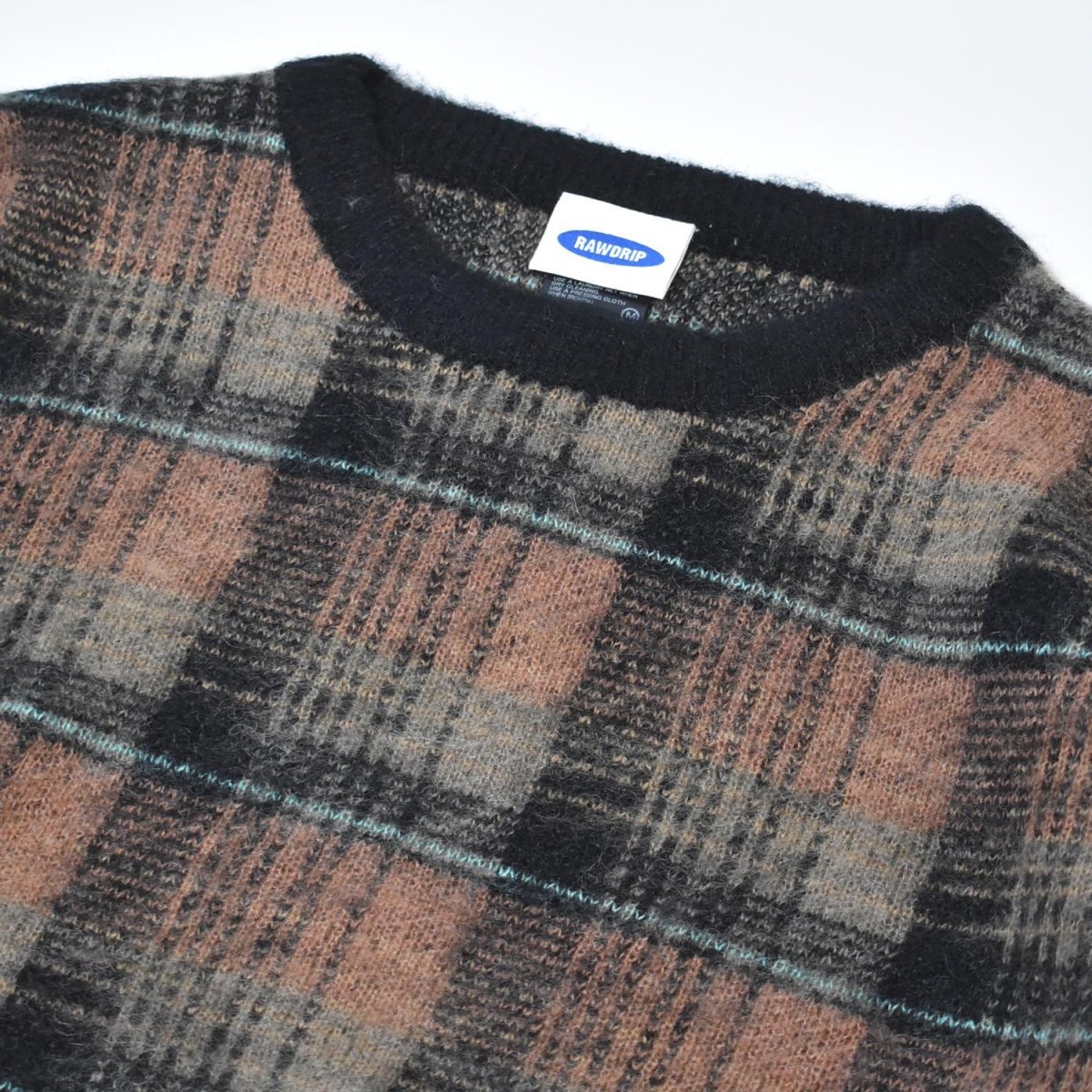 画像3: RAWDRIP Mohair Check Crew Sweater - Black (3)